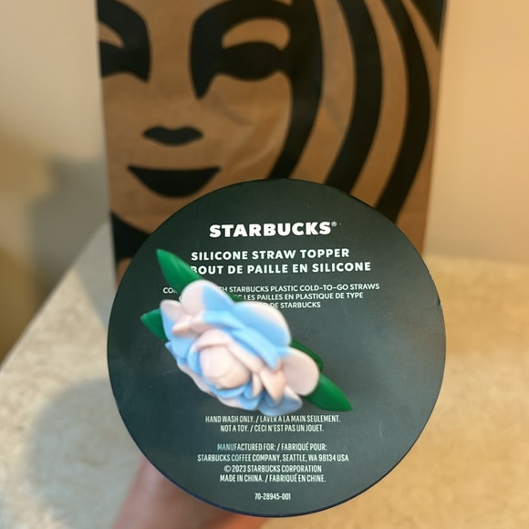 NEW Starbucks Rose Silicon Straw Topper Winter 2023 Floral Tumbler - Picture 2 of 8